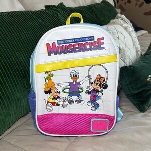 Loungefly Disney Mousercise Backpack - White, Yellow, Pink, Blue